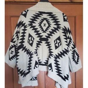 Aztec Print Oversized Cardigan Sweater